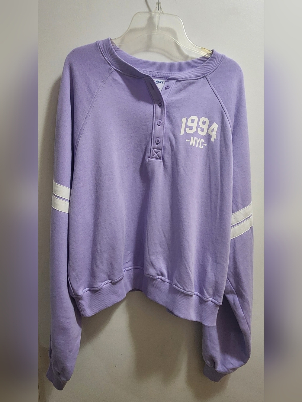 Old Navy 1994 NYC Lavender Varsity Sweatshirt M Tall